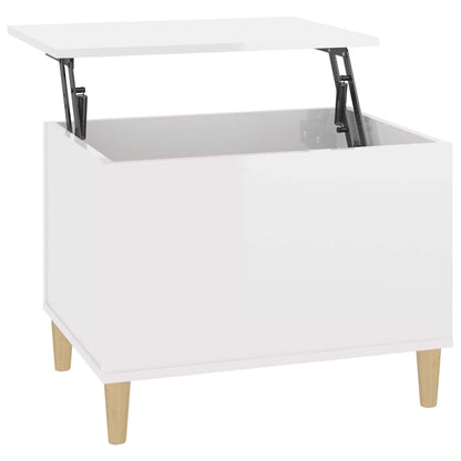 Tavolino Salotto Bianco Lucido 60x44,5x45 cm Legno Multistrato