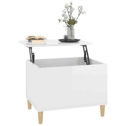 Tavolino Salotto Bianco Lucido 60x44,5x45 cm Legno Multistrato