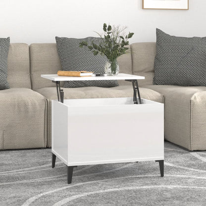 Tavolino Salotto Bianco Lucido 60x44,5x45 cm Legno Multistrato