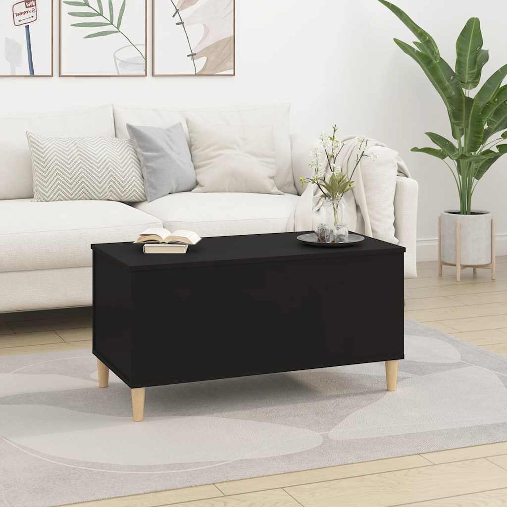 Tavolino da Salotto Nero 90x44,5x45 cm in Legno Multistrato