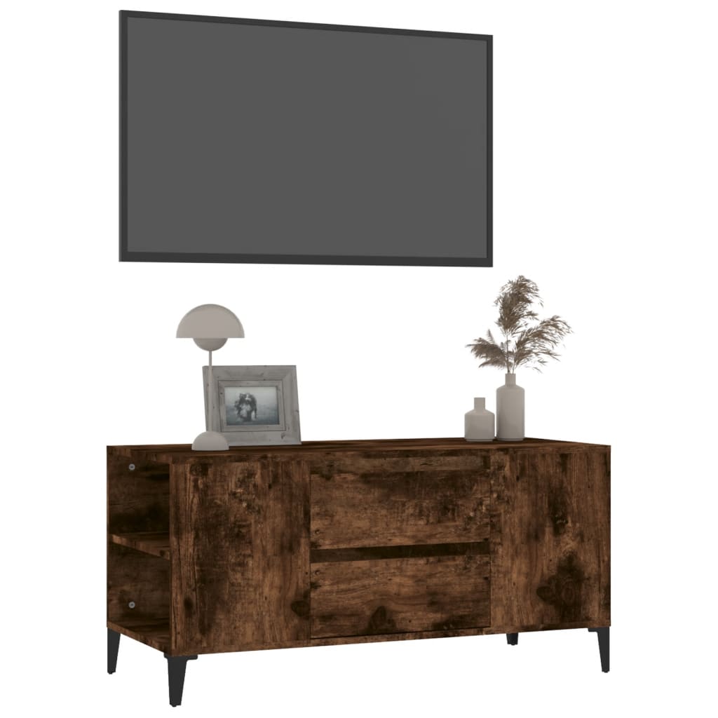 Mobile Porta TV Rovere Fumo 102x44,5x50 cm in Legno Multistrato