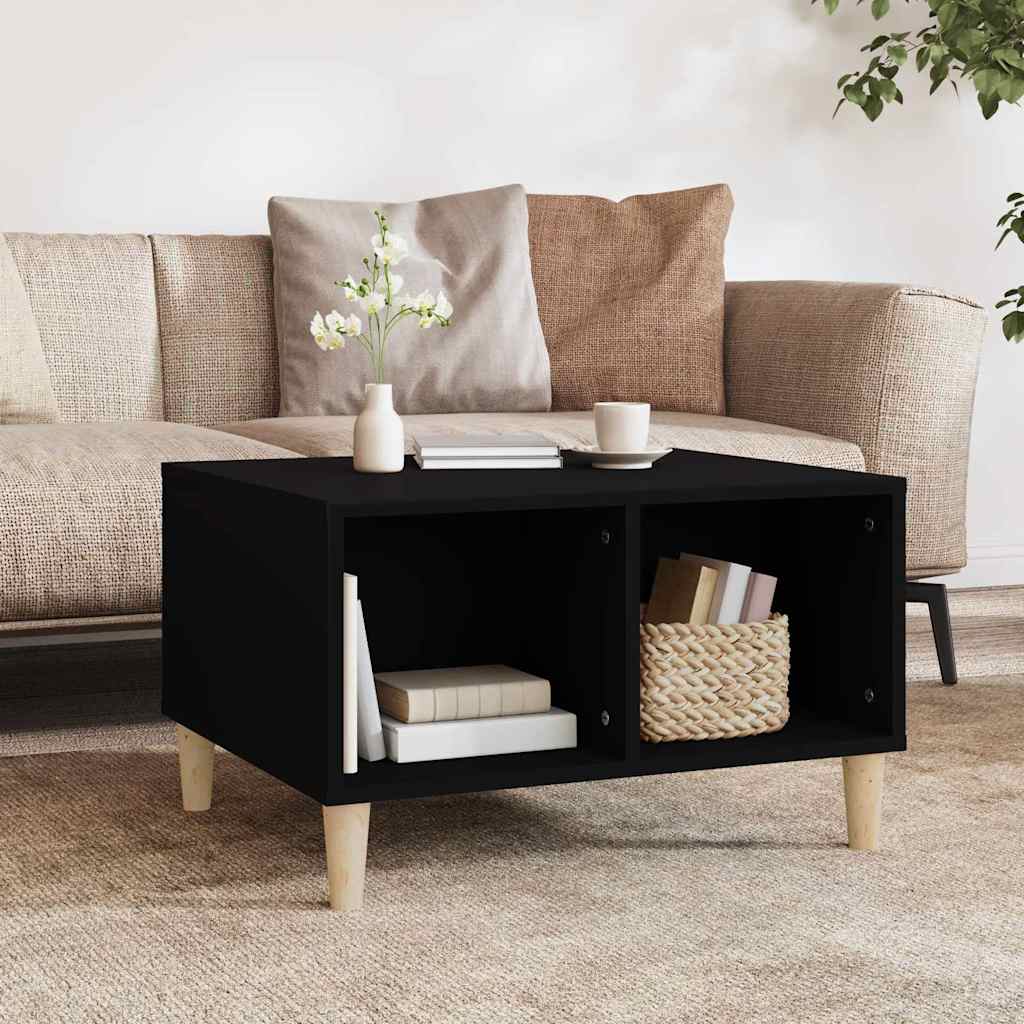 Tavolino da Salotto Nero 60x50x36,5 cm in Legno Multistrato
