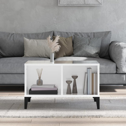 Tavolino Salotto Bianco Lucido 60x50x36,5 cm Legno Multistrato
