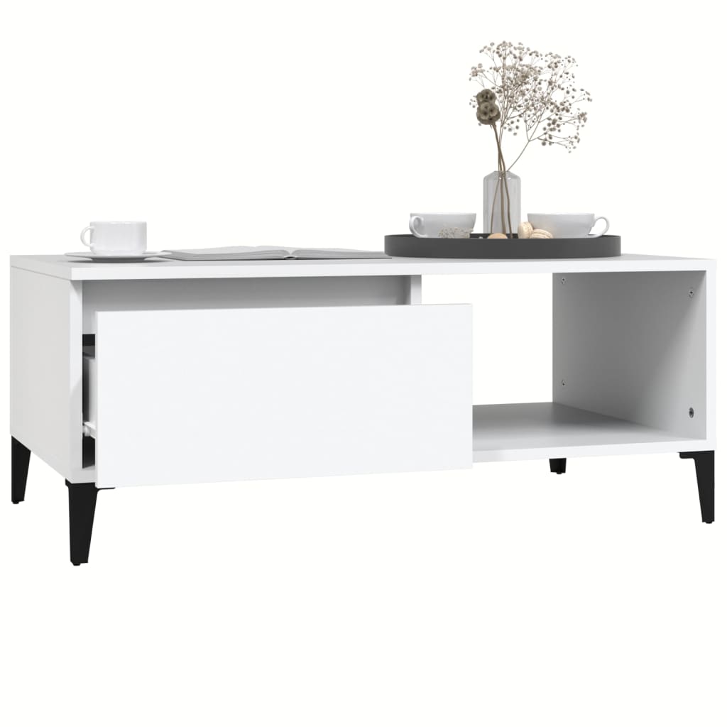 Tavolino da Salotto Bianco 90x50x36,5 cm in Legno Multistrato
