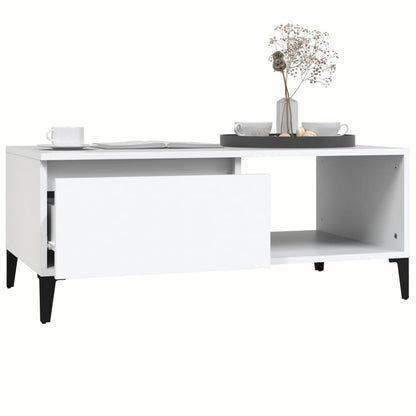 Tavolino da Salotto Bianco 90x50x36,5 cm in Legno Multistrato