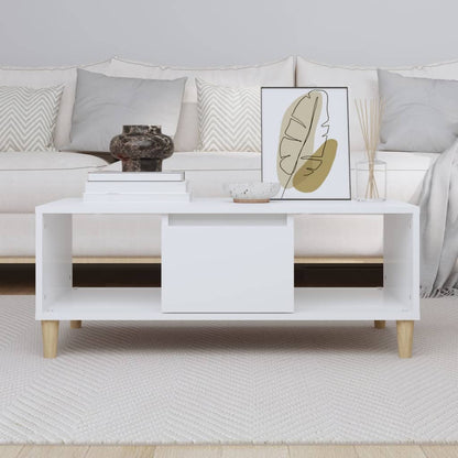 Tavolino da Salotto Bianco 90x50x36,5 cm in Legno Multistrato