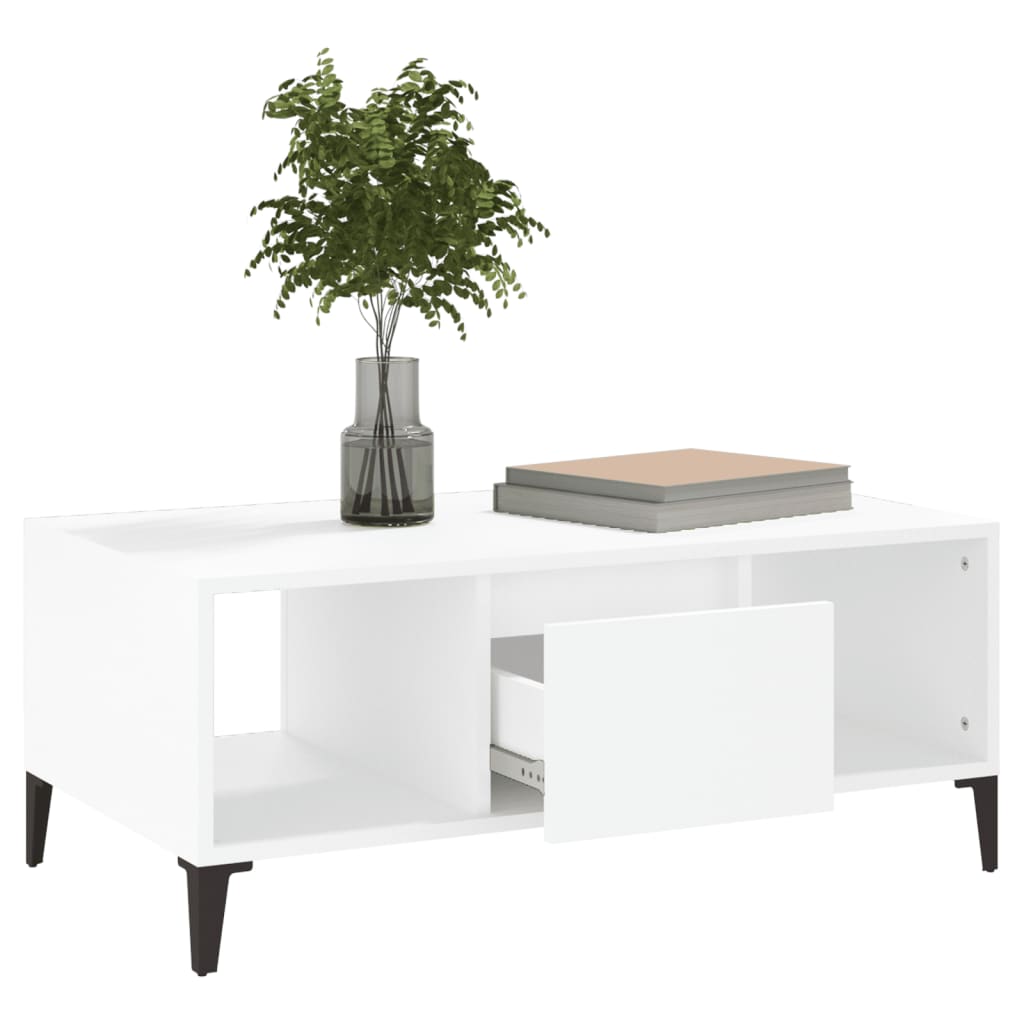 Tavolino da Salotto Bianco 90x50x36,5 cm in Legno Multistrato