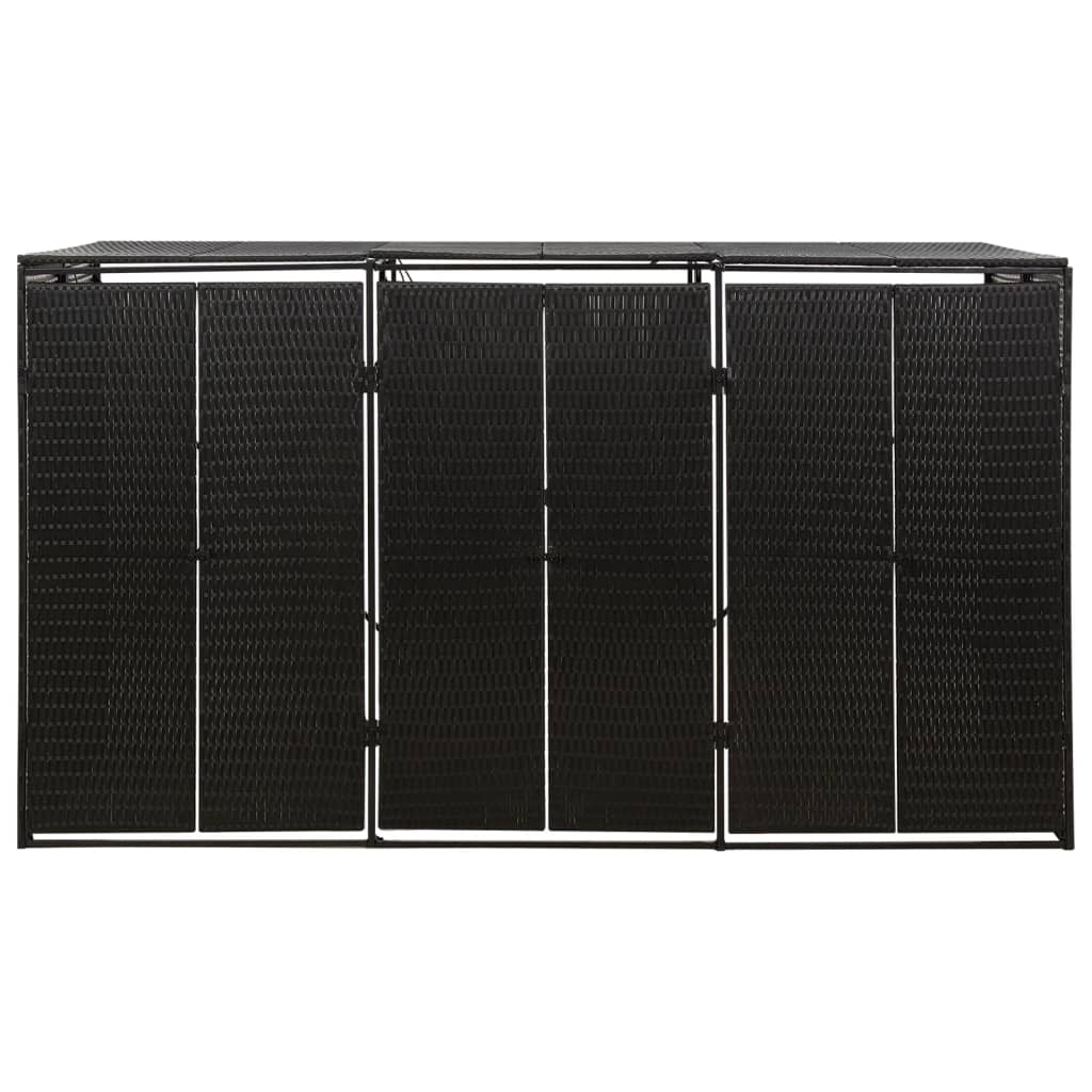 Copribidone Triplo Nero 207x80x117 cm in Polyrattan