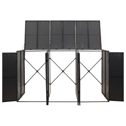 Copribidone Triplo Nero 207x80x117 cm in Polyrattan