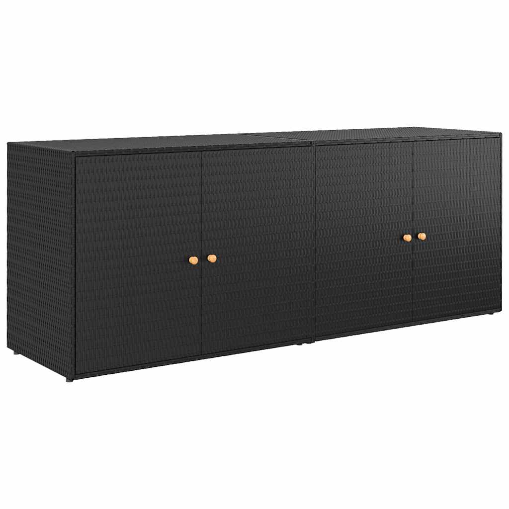 Mobile Portaoggetti da Giardino Nero 198x55,5x80 cm Polyrattan