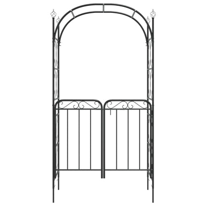 Arco da Giardino con Cancello Nero 108x45x235 cm Acciaio