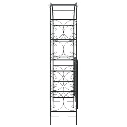 Arco da Giardino con Cancello Nero 108x45x235 cm Acciaio