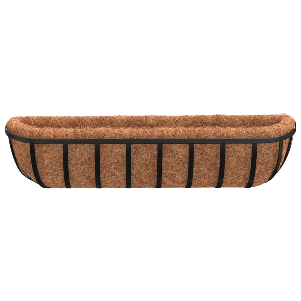 Fioriere Parete 2 pz Rivestimenti Cocco Nero 91x20x23cm Acciaio