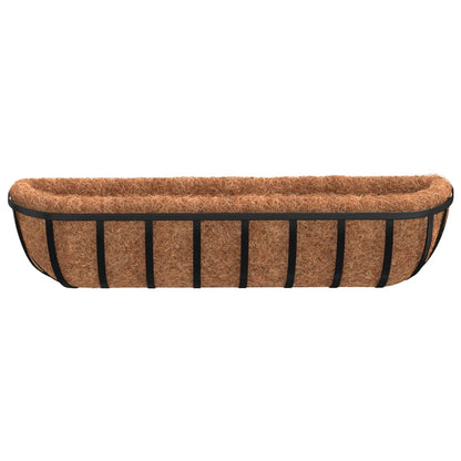 Fioriere Parete 2 pz Rivestimenti Cocco Nero 91x20x23cm Acciaio