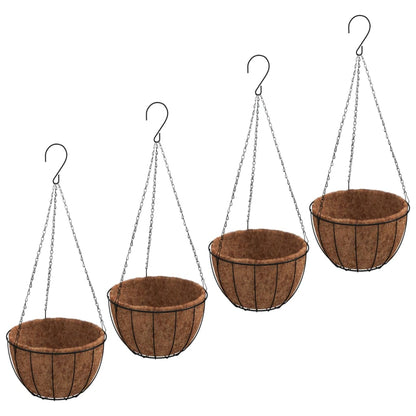 Fioriere Pensili 4 pz Rivestimenti Cocco Nero Ã˜30x52cm Acciaio