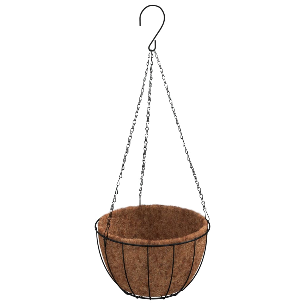 Fioriere Pensili 4 pz Rivestimenti Cocco Nero Ã˜30x52cm Acciaio