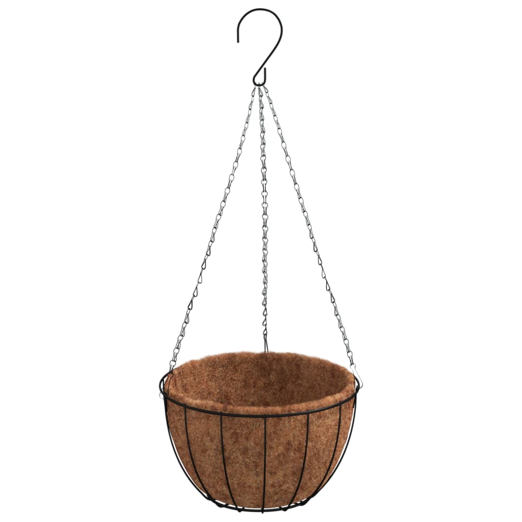 Fioriere Pensili 4 pz Rivestimenti Cocco Nero Ã˜35x52cm Acciaio