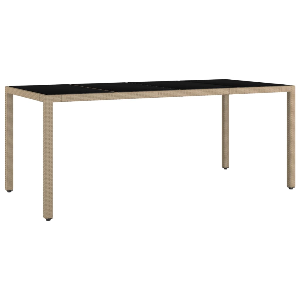 Tavolo da Giardino Piano Vetro Beige Polyrattan Vetro Temperato