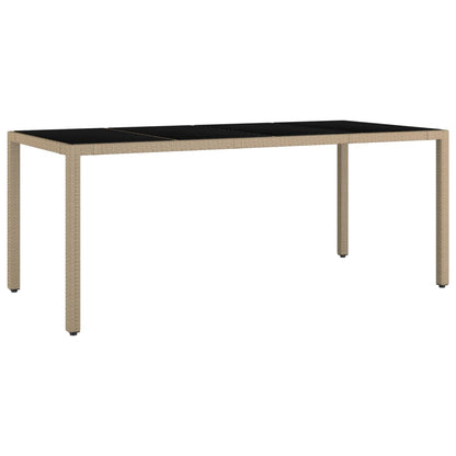 Tavolo da Giardino Piano Vetro Beige Polyrattan Vetro Temperato