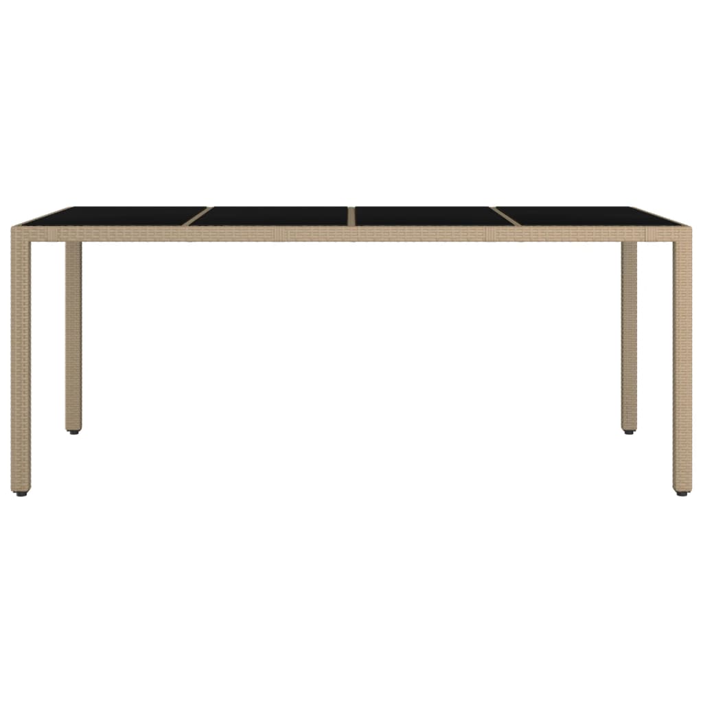 Tavolo da Giardino Piano Vetro Beige Polyrattan Vetro Temperato