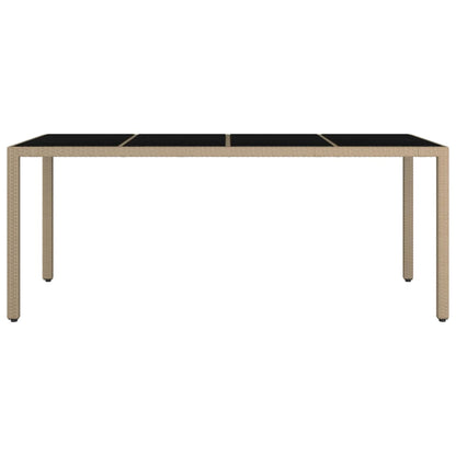 Tavolo da Giardino Piano Vetro Beige Polyrattan Vetro Temperato