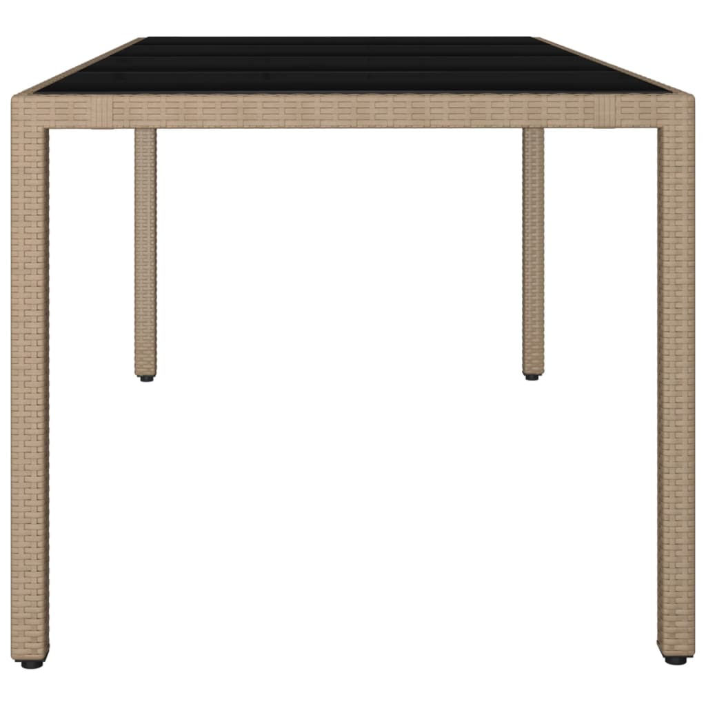 Tavolo da Giardino Piano Vetro Beige Polyrattan Vetro Temperato