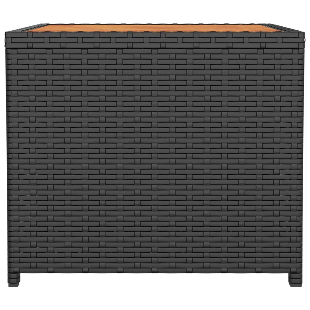 Tavolino con Piano Legno Nero Polyrattan Legno Massello Acacia