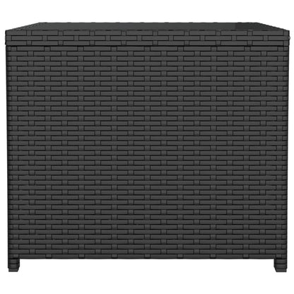 Tavolino con Piano Vetro Nero in Polyrattan e Vetro Temperato