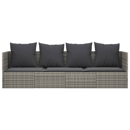 Lettino Prendisole da Esterno con Cuscini Grigio in Polyrattan
