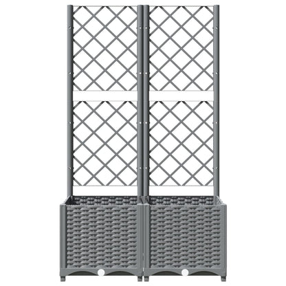 Fioriera da Giardino con Graticcio Grigio Chiaro 80x40x136cm PP