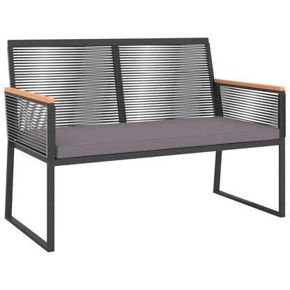 Set Mobili da Giardino 4 pz con Cuscini Nero in Acciaio
