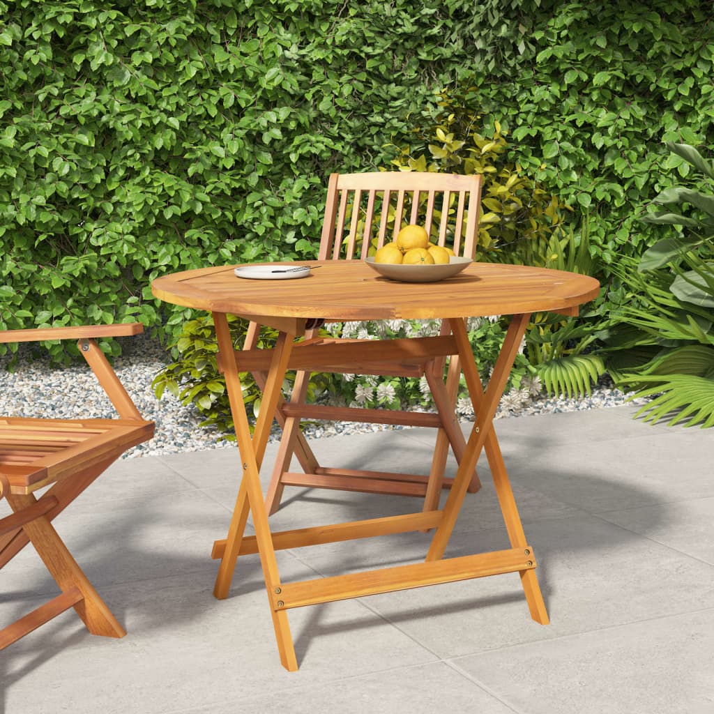 Tavolo da Giardino Pieghevole Ã˜ 90x75 cm Legno Massello Acacia