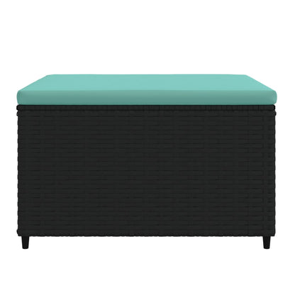 Poggiapiedi da Giardino con Cuscini in Polyrattan Nero