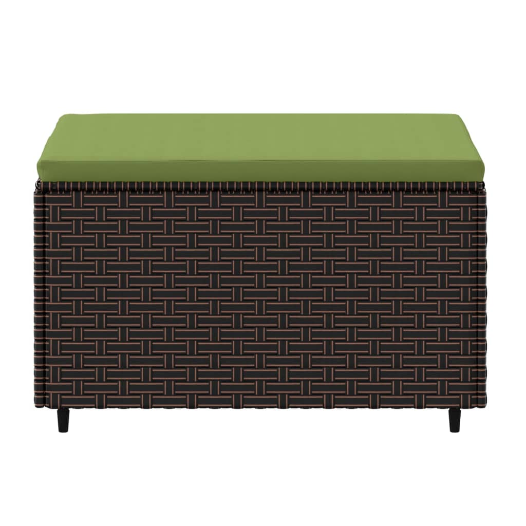Poggiapiedi da Giardino con Cuscino in Polyrattan Marrone