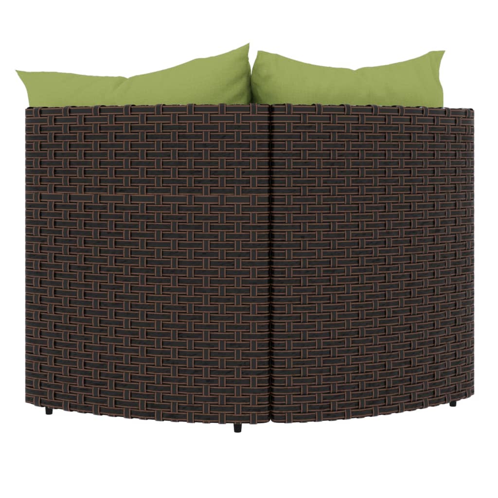 Divani Angolari da Giardino con Cuscini 2pz Polyrattan Marrone