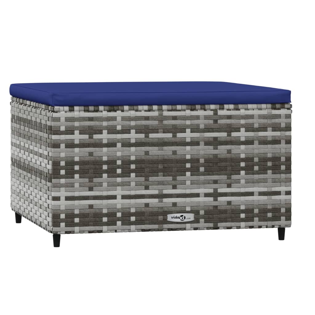 Poggiapiedi da Giardino con Cuscini 2 pz in Polyrattan Grigio