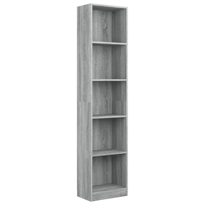 Libreria 5 Ripiani Grigio Sonoma 40x24x175 cm Legno Multistrato
