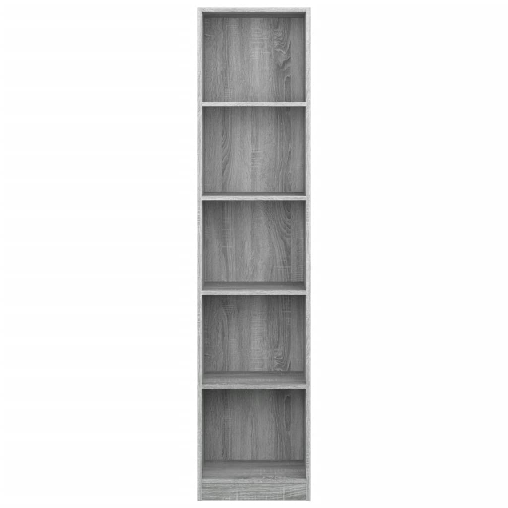 Libreria 5 Ripiani Grigio Sonoma 40x24x175 cm Legno Multistrato