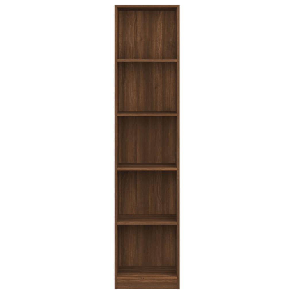 Libreria 5 Ripiani Rovere Marrone 40x24x175cm Legno Multistrato
