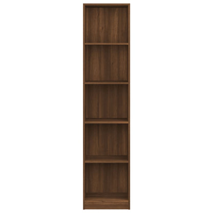 Libreria 5 Ripiani Rovere Marrone 40x24x175cm Legno Multistrato