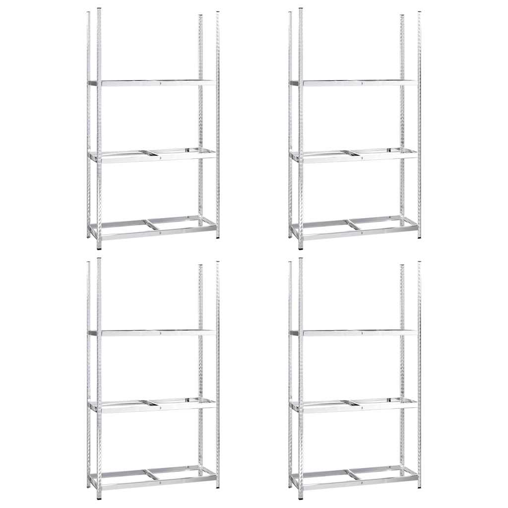 Portapneumatici a 3 Strati 4 pz Argento 110x40x200cm in Acciaio