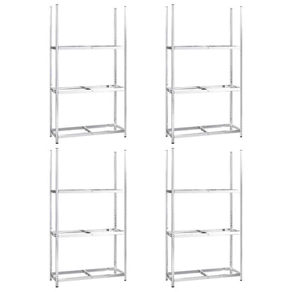 Portapneumatici a 3 Strati 4 pz Argento 110x40x200cm in Acciaio
