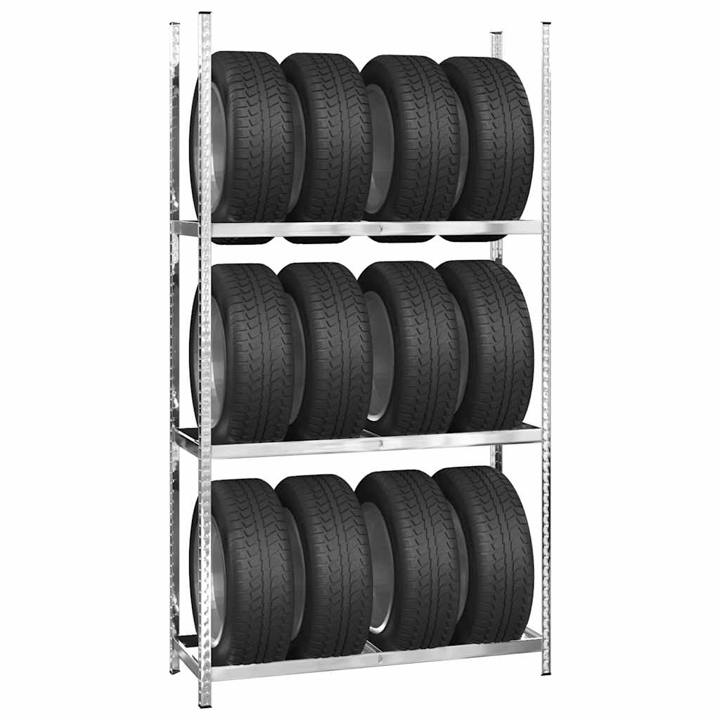 Portapneumatici a 3 Strati 4 pz Argento 110x40x200cm in Acciaio