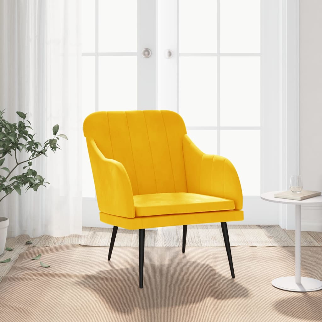 Poltrona Gialla 63x76x80 cm Velluto