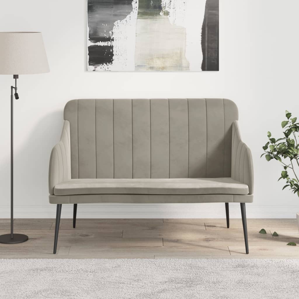 Panca Grigio Chiaro 110x76x80 cm in Velluto