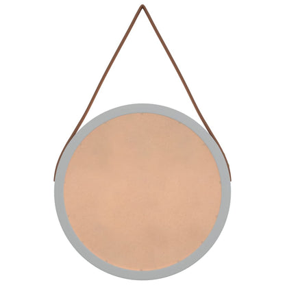Specchio da Parete con Cinghia Argento Ø 35 cm