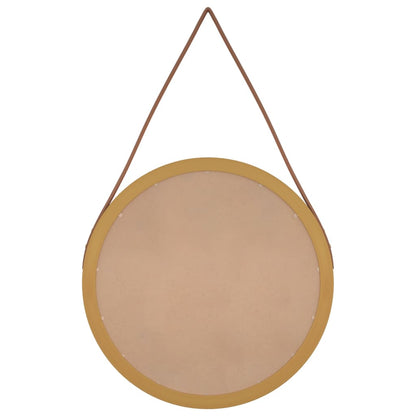 Specchio da Parete con Cinghia Dorato Ø 45 cm