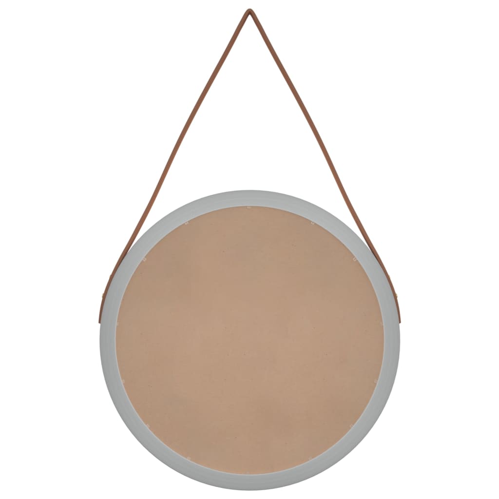 Specchio da Parete con Cinghia Argento Ø 45 cm
