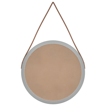 Specchio da Parete con Cinghia Argento Ø 45 cm