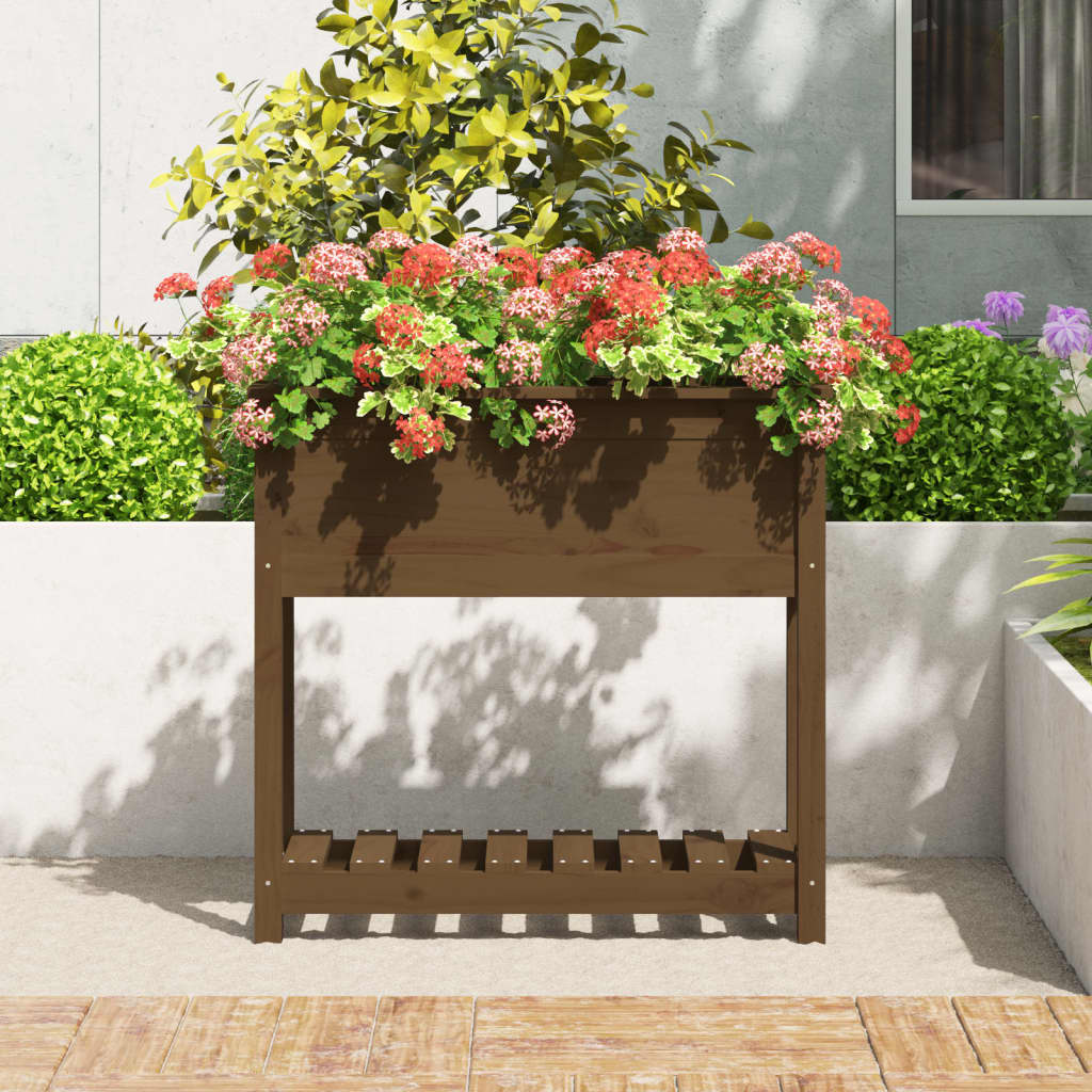 Fioriera con Mensola Ambra 82,5x34,5x81 cm Legno Massello Pino